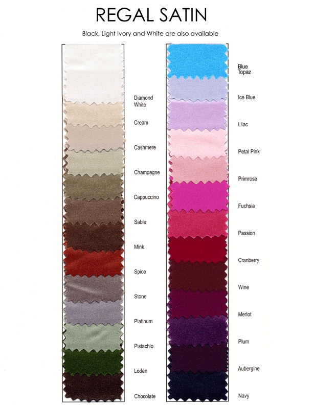 Jordan Bridesmaids Regal Satin Color Chart