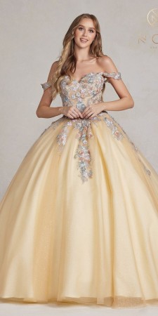 Nox Anabel JU809 Off Shoulder Floral Ball Gown