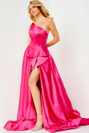 JVN by Jovani JVN07410 Ruffle One Shoulder Gown