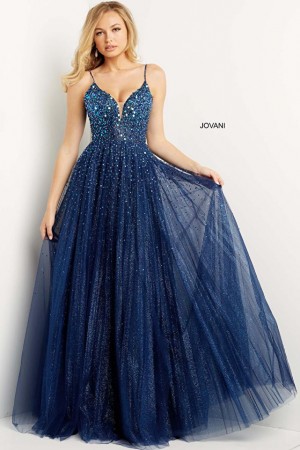 Size 6 Navy JVN by Jovani JVN08408 Prom Dress