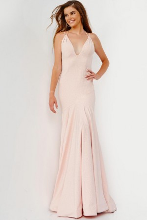 JVN by Jovani JVN08469 Tassel Tie Neck Prom Dress