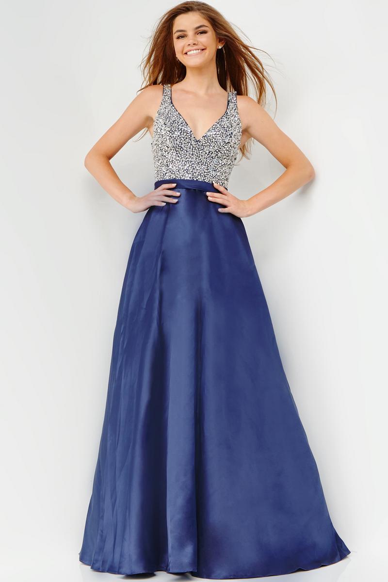 French Novelty: JVN by Jovani Beaded Top A-Line Prom Dress