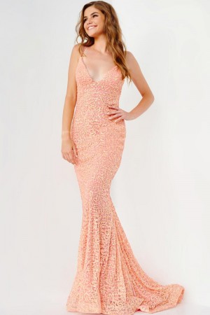 JVN by Jovani JVN08489 Fitted Lace Prom Dress