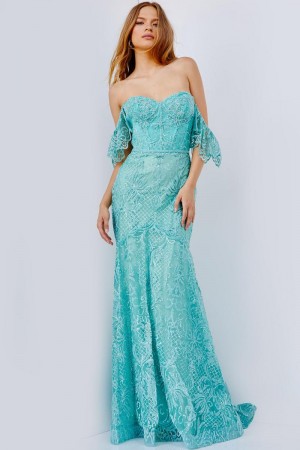 JVN by Jovani JVN23986 Ruffle Off Shoulder Prom Dress