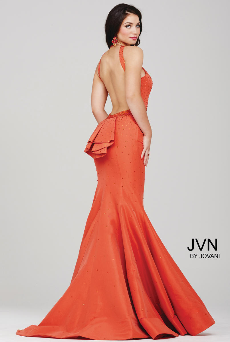 ruffle back prom dress