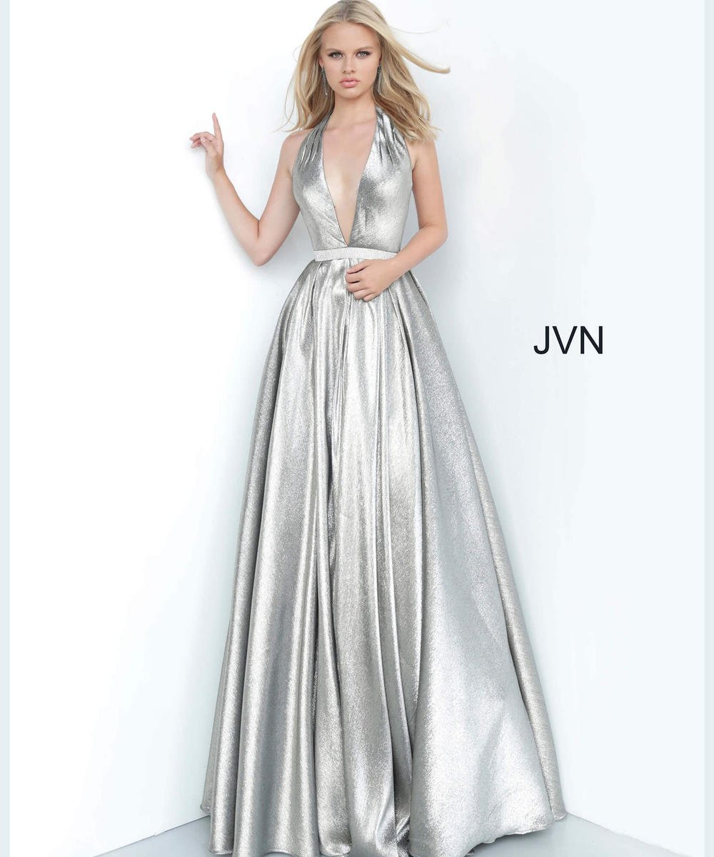 halter silver dress