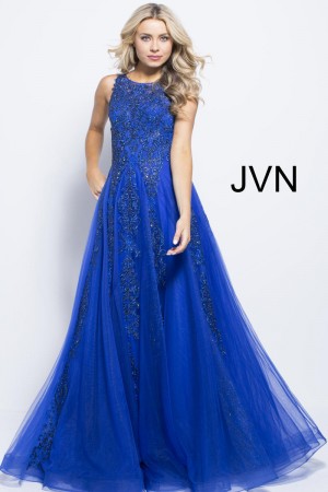 JVN Prom JVN59046 Sheer Embellished Gown