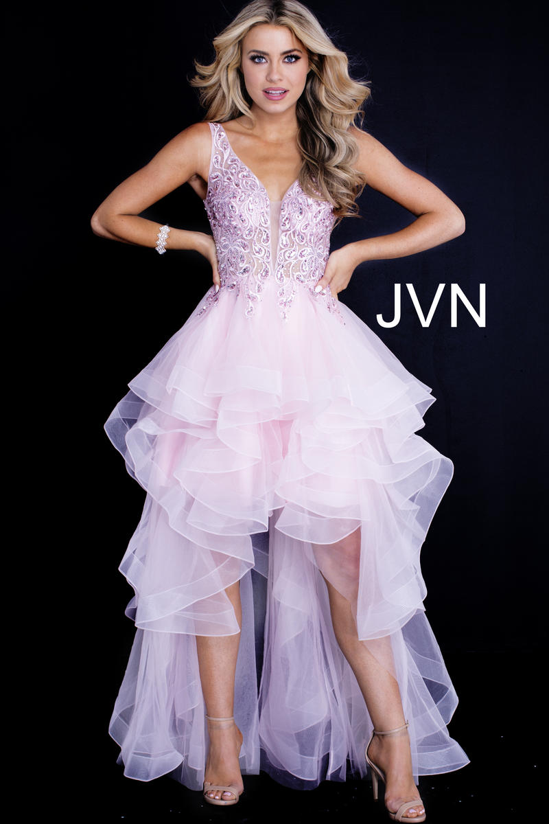 JVN Prom JVN60563 High Low Ruffle Gown: French Novelty