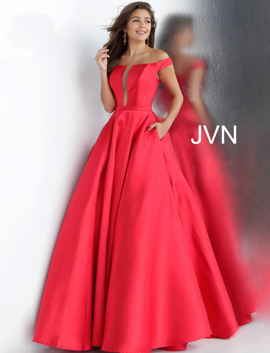 French Novelty JVN by Jovani JVN62743 Off Shoulder ALine Gown
