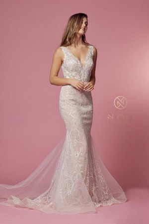 Nox Anabel JW909 Sleeveless Embroidered Wedding Gown