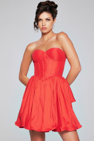 Jovani 36620 Short Party Dress Featuring A Strapless Sweetheart Corset Bodice