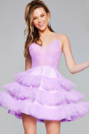 Jovani 39656 Short Dress Featuring A V Neckline And Backless Design