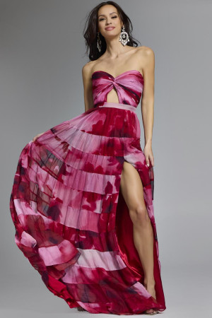 Jovani 44800 Long Semi-Formal Print Dress with High Slit