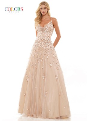 Glow by Colors K140 Floral Princess Prom Dress