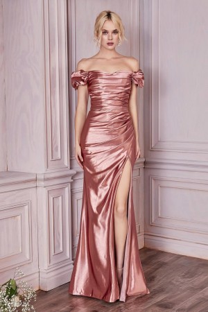 Cinderella Divine KV1056 Off Shoulder Puff Sleeve Gown