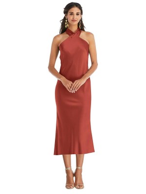 Lovely LB026 Twist Halter Midi Bridesmaid Dress