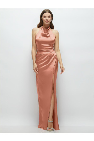 Dessy Lovely LB060 Cowl Halter Long Bridesmaid Dress