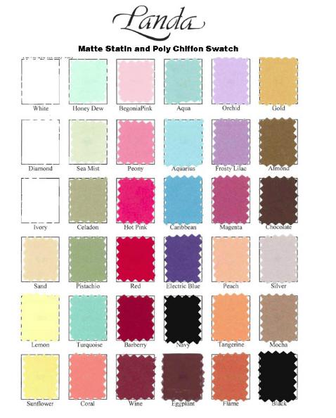 Landa Designs Signature Pageant Chiffon Color Chart