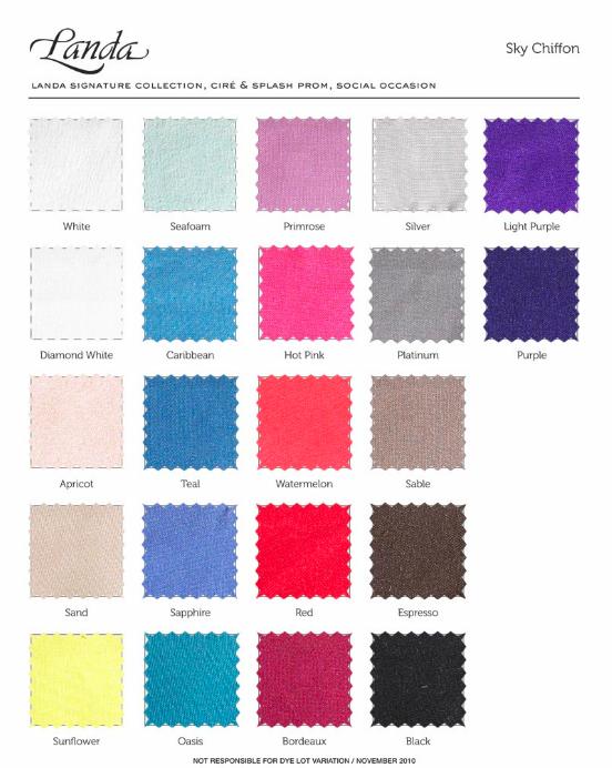 Landa Designs Signature Pageant Sky Chiffon Color Chart