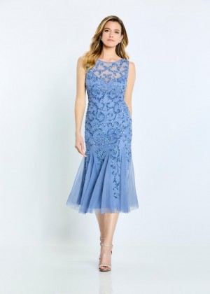 La Valetta LV3600 Beaded Midi Dress with Optional Sleeves