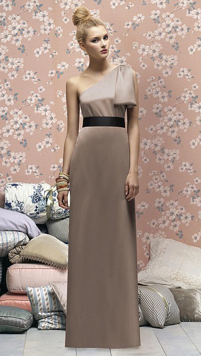 Lela Rose One Shoulder Satin Long Bridesmaid Dress LX171: French Novelty
