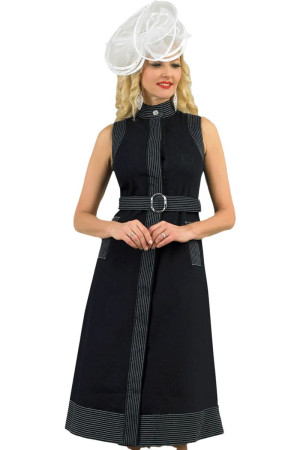 Lily And Taylor 5027 Sleeveless High Necked Stretch Denim Dress