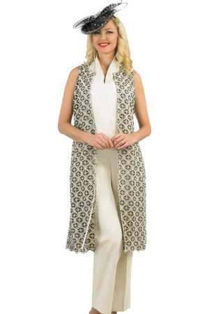 Lily And Taylor 5036 Stylish Womens 3 Piece French Crepe Pantsuit