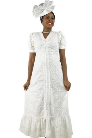 Lily And Taylor 5040 Ladies Short Sleeve Nostalgic Eyelet Dress
