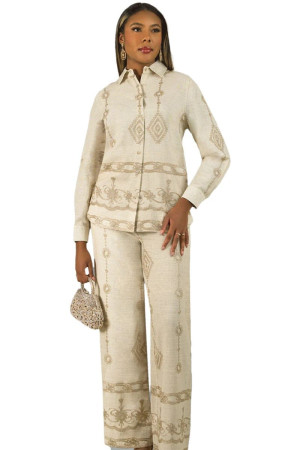 Lily And Taylor 5046 Crisp 2 Piece Womens Embroidered Pant Suit