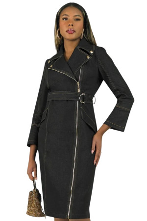 Lily And Taylor 5064 Fashion Forward Long Sleeve Stretch Denim Dress