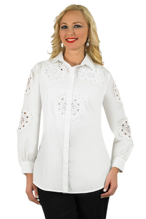 Lily And Taylor S101 Crisp 2 Piece Cotton Blend Blouse With Lace Inserts