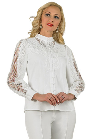 Lily And Taylor S104 Two Piece Long Sleeve High Neck Cotton Blend Blouse