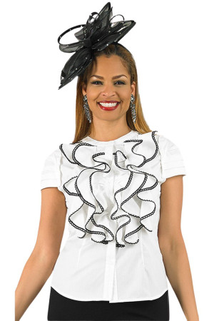 Lily And Taylor S107 Fun Cap Sleeve Cotton Blend Top With Lace