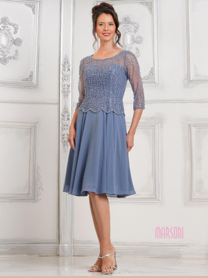 Marsoni by Colors M312S Sheer Sleeve Short Mothers Dress