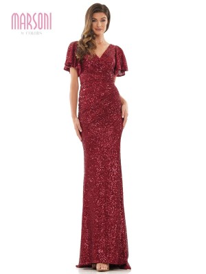 Marsoni by Colors M318 Flutter Sleeve Sequin Gown