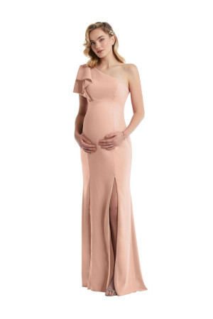 Dessy M451 One Ruffle Shoulder Maternity Bridesmaid Dress
