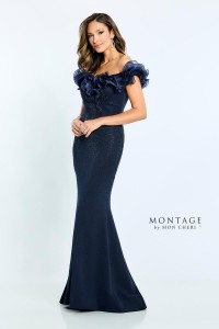 Image of Montage M503 Ruffle Off Shoulder Mothers Gown
