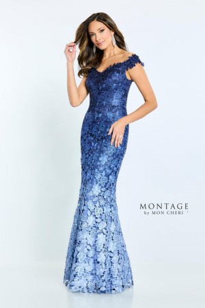 Montage M507 Off Shoulder Ombre Lace Gown