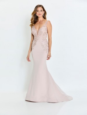 Montage M528 Crepe MOB Gown with Lace