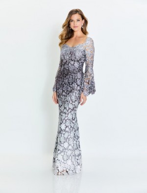 Montage M530 Ombre Lace Flounce Sleeve MOB Gown