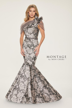 Montage M853 Floral Brocade Trumpet Gown