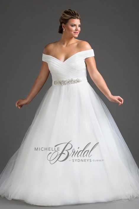 Michelle Bridal Mb1812 Gwenyth Plus Size Wedding Gown French Novelty