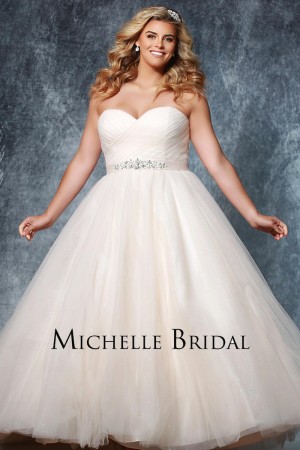 Michelle Bridal MB1918 Desert Rose Plus Size Wedding Gown