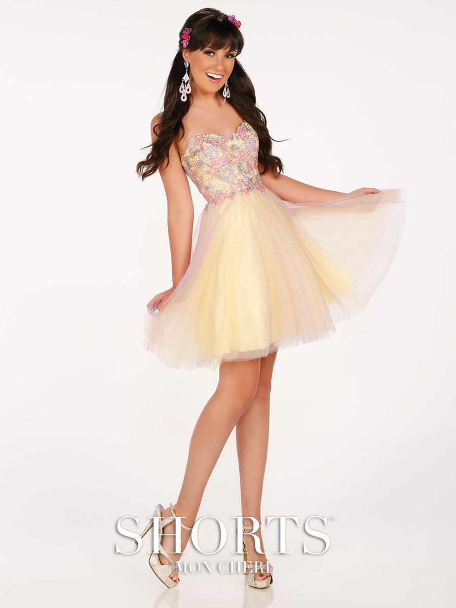 French Novelty Shorts by Mon Cheri MCS11610 Tulle Prom Dress