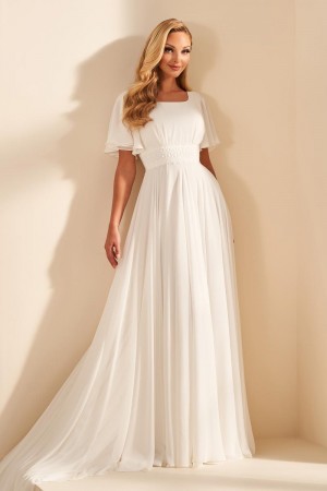 Mon Cheri MOD1804 Butterfly Sleeve Modest Bridal Dress