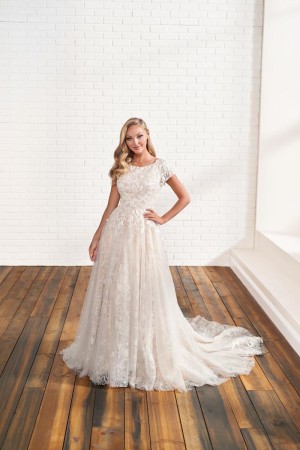 Mon Cheri MOD200 Romantic Lace Modest Wedding Dress