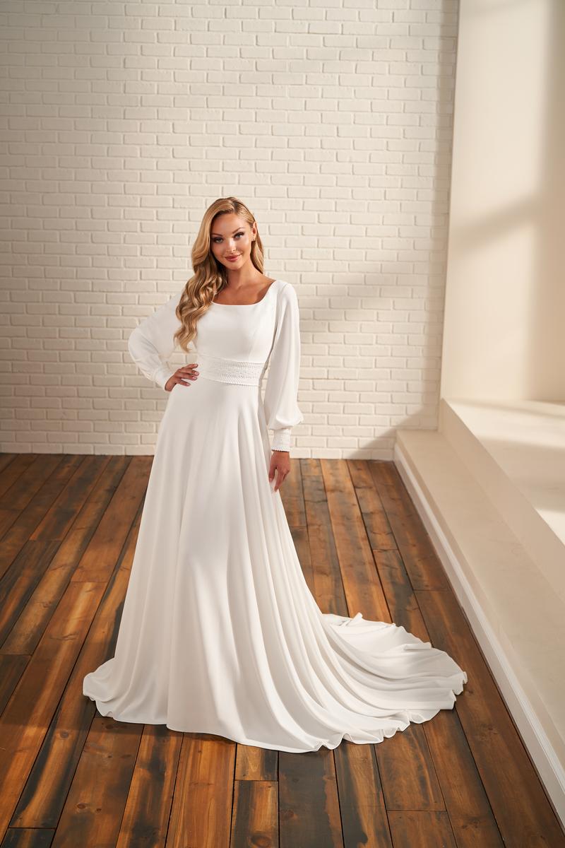 French Novelty: Mon Cheri MOD217 Feminine Long Sleeve Wedding Dress