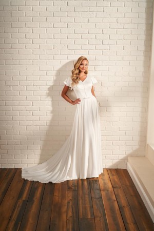 Mon Cheri MOD220 Graceful Ruffle Sleeve Wedding Dress