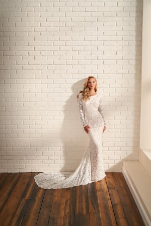 TR12026 Modest Lace Long Sleeve Wedding Dress – A Closet Full of Dresses