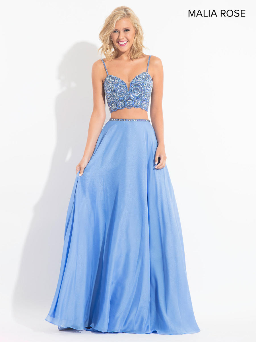Malia Rose MP1015 2 Piece Crop Top Prom Dress